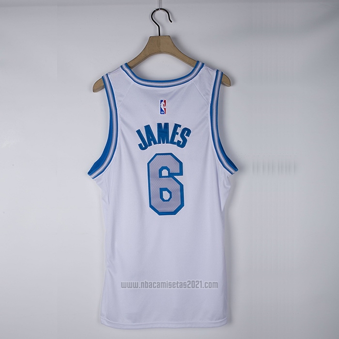 Camiseta Los Angeles Lakers LeBron James #6 Ciudad 2021-22 Blanco